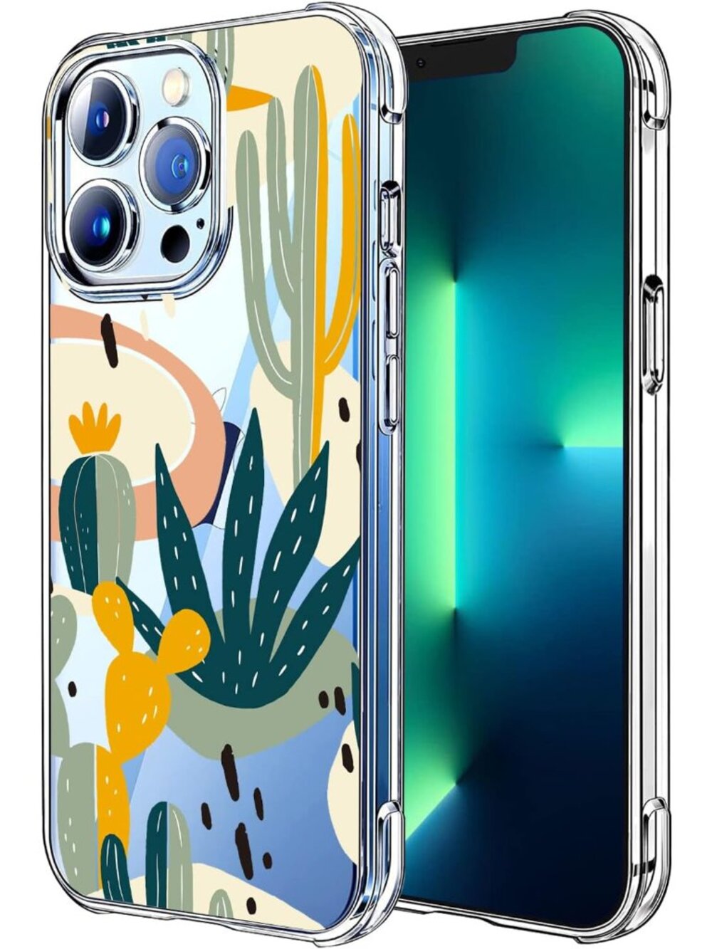 Cactus Design Clear Case Compatible for iPhone 13 Pro Max 6.7 Inches 2021, Succu
